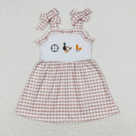 plaid go hunting embroidery dress girl dresses