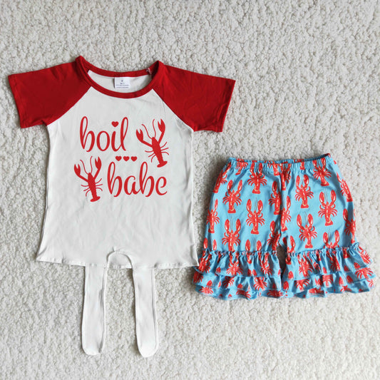girl summer clothes crawfish shorts set