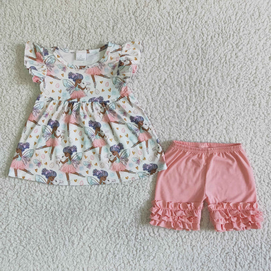 ballet dance girl ruffle shorts set