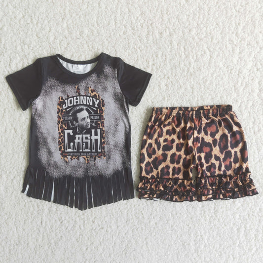 girl summer clothes johnny cash tassle shorts set