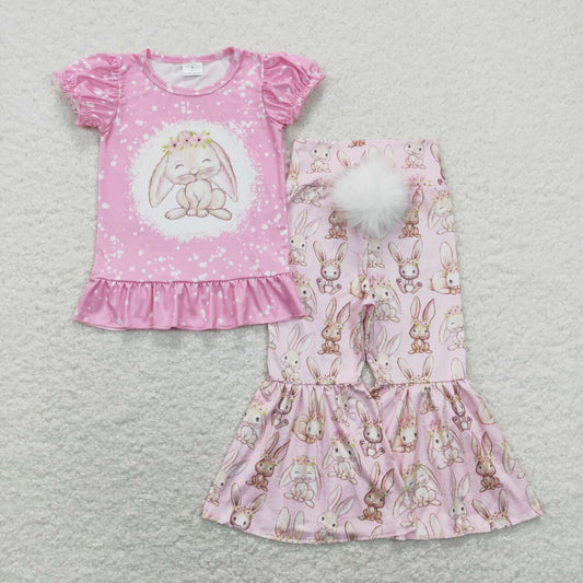 pink set easter rabbit girls clothes set bell bottom outfit