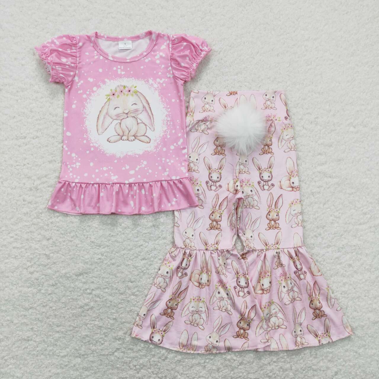 pink set easter rabbit girls clothes set bell bottom outfit