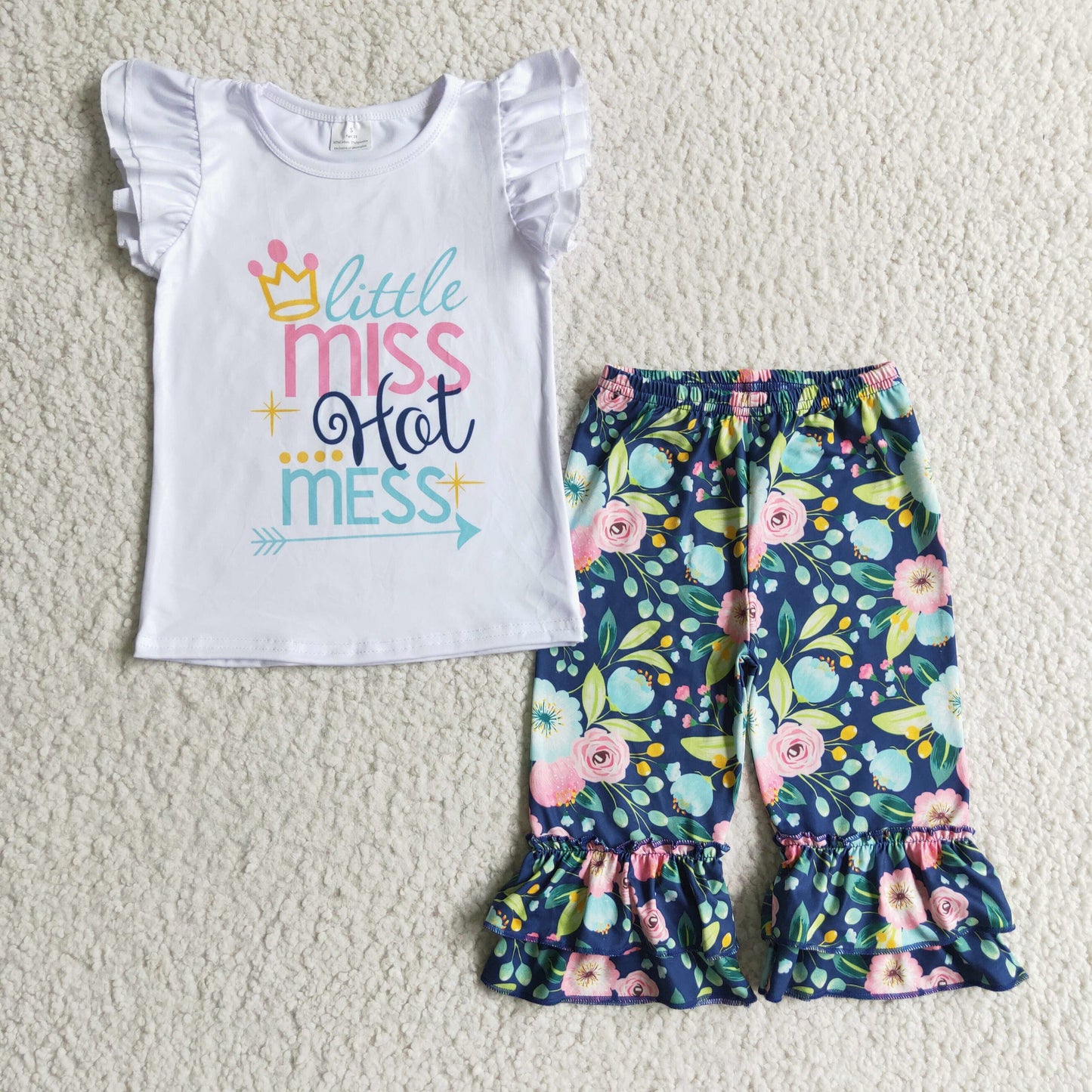 little miss hot mess floral ruffle capris set – MiniSoulBoutiqueClothing