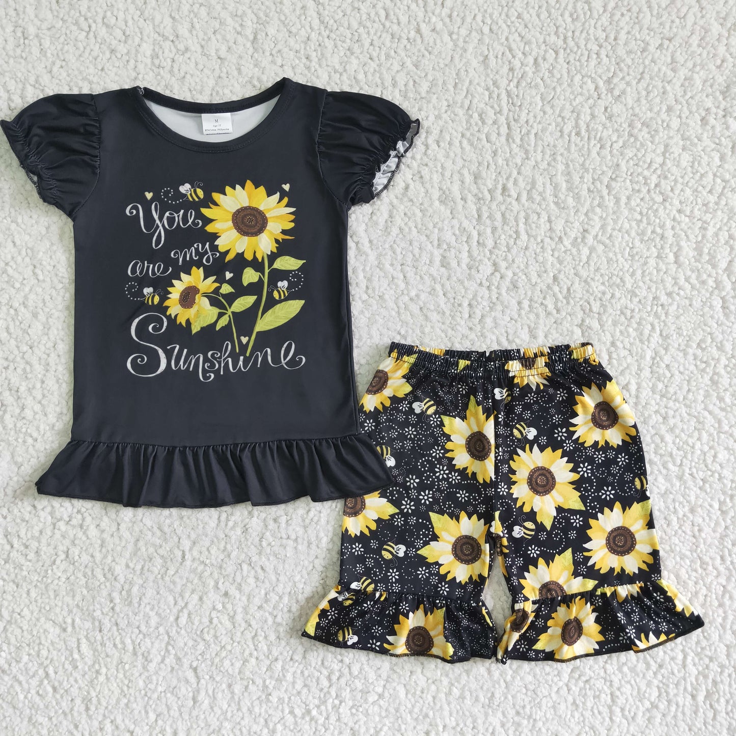 black sunflower shorts set