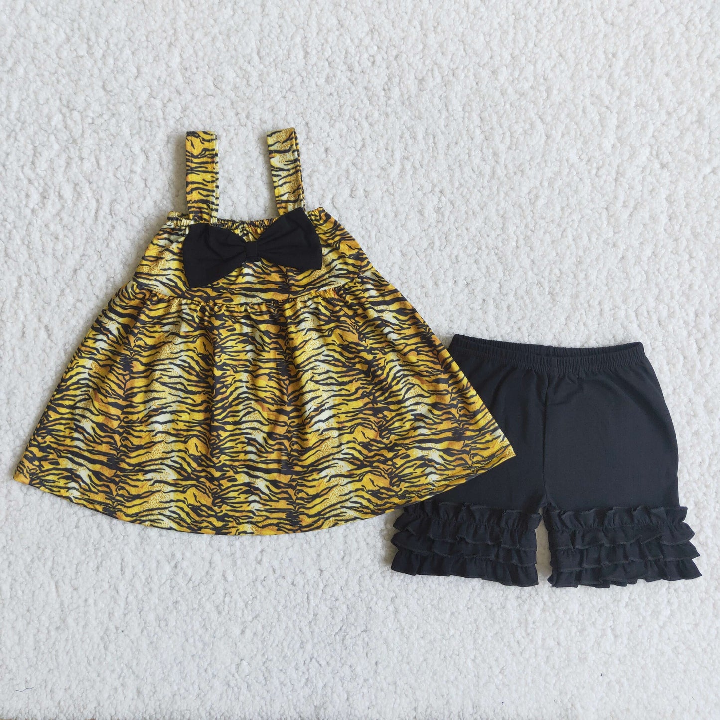 fashion strap cheetach shorts set
