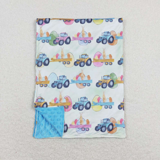 easter egg truck blue blanket