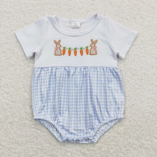 rabbit carrot embroidery boy easter romper