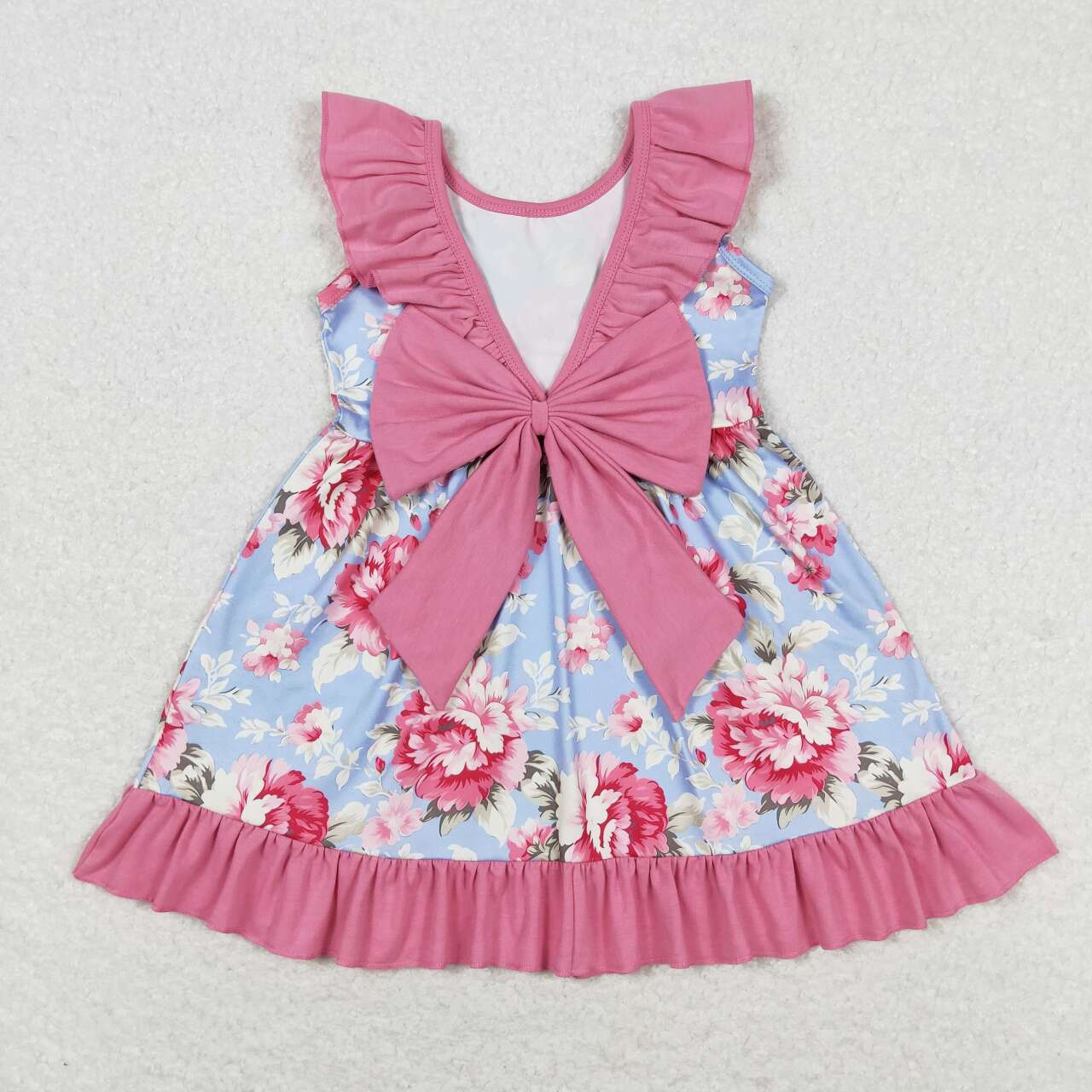 big flower sleeveless backless bow dress