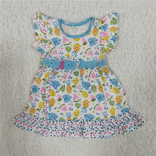 summer fruit ruffle dress