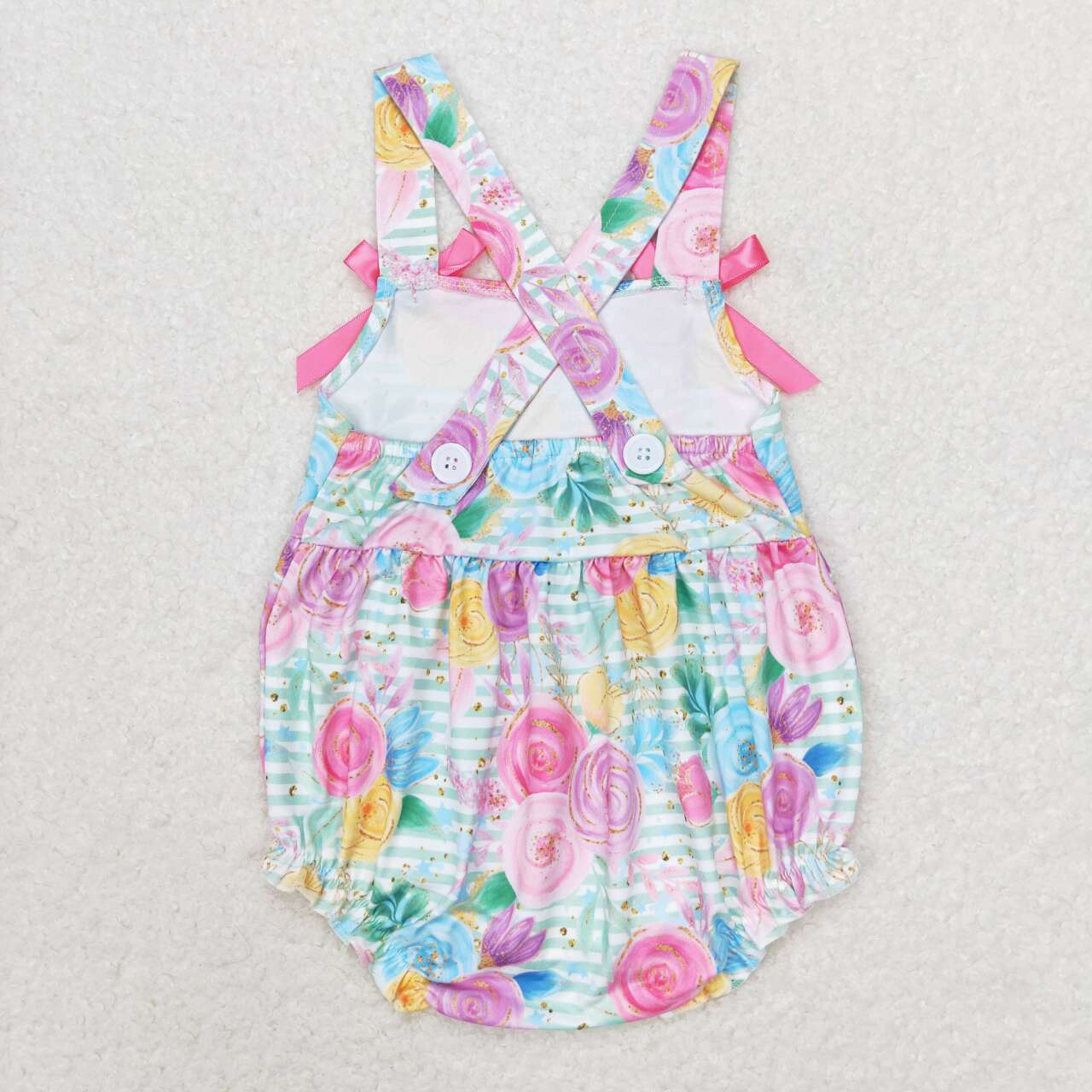 stripes with flower cross back bubble baby clothes
