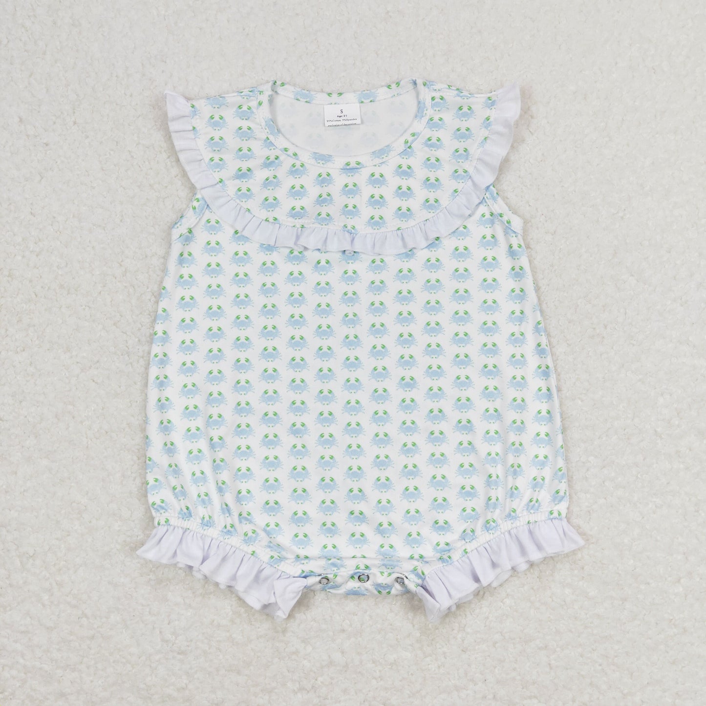 blue crab baby girl rompers