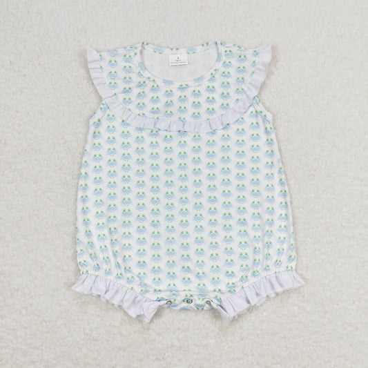 blue crab baby girl rompers