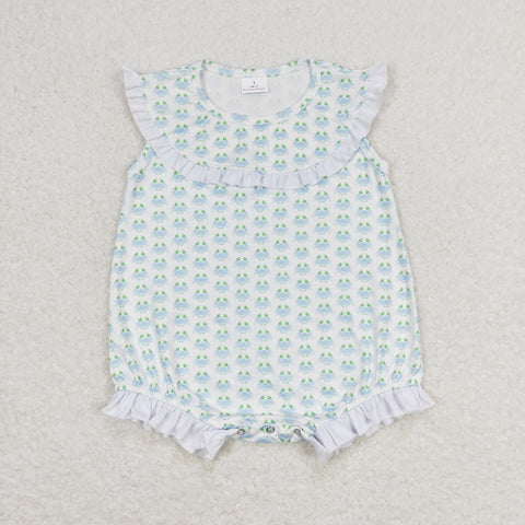 blue crab baby girl rompers