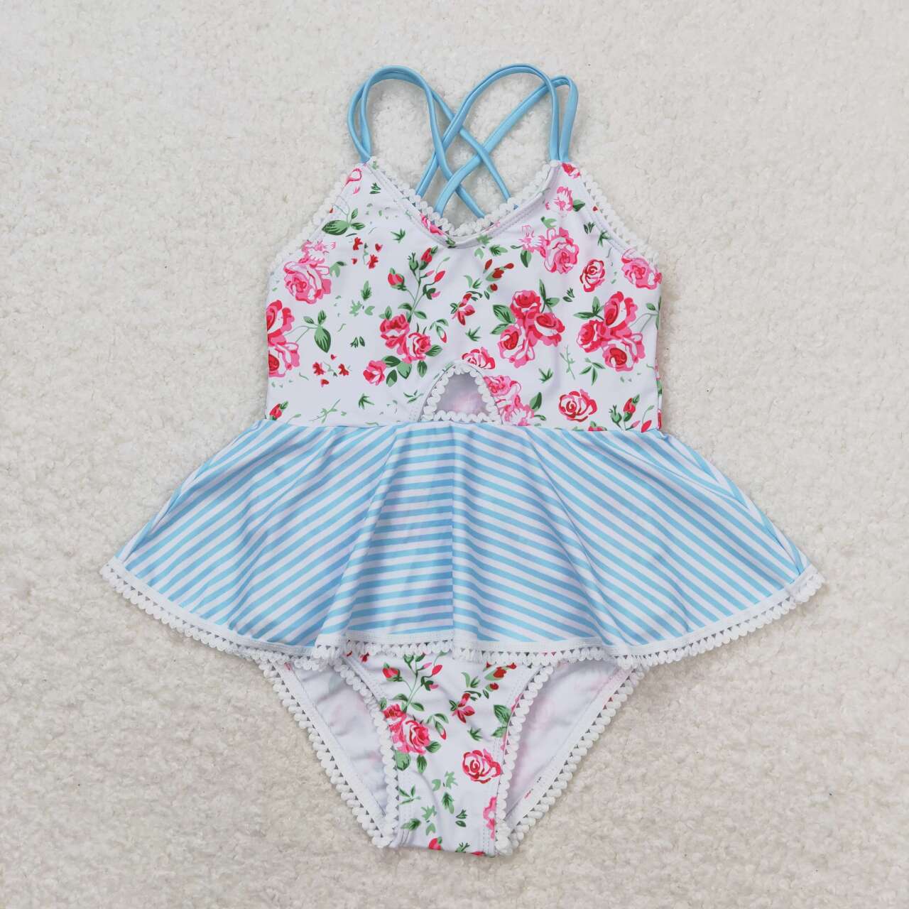girl one piece swimsuit floral swimwear