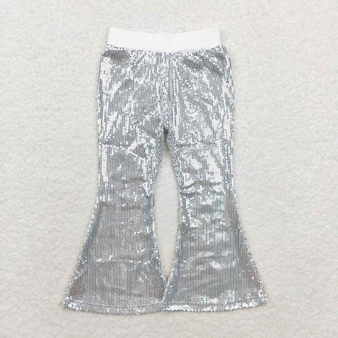 silver sequins pants wide leg trousers girl party fashions