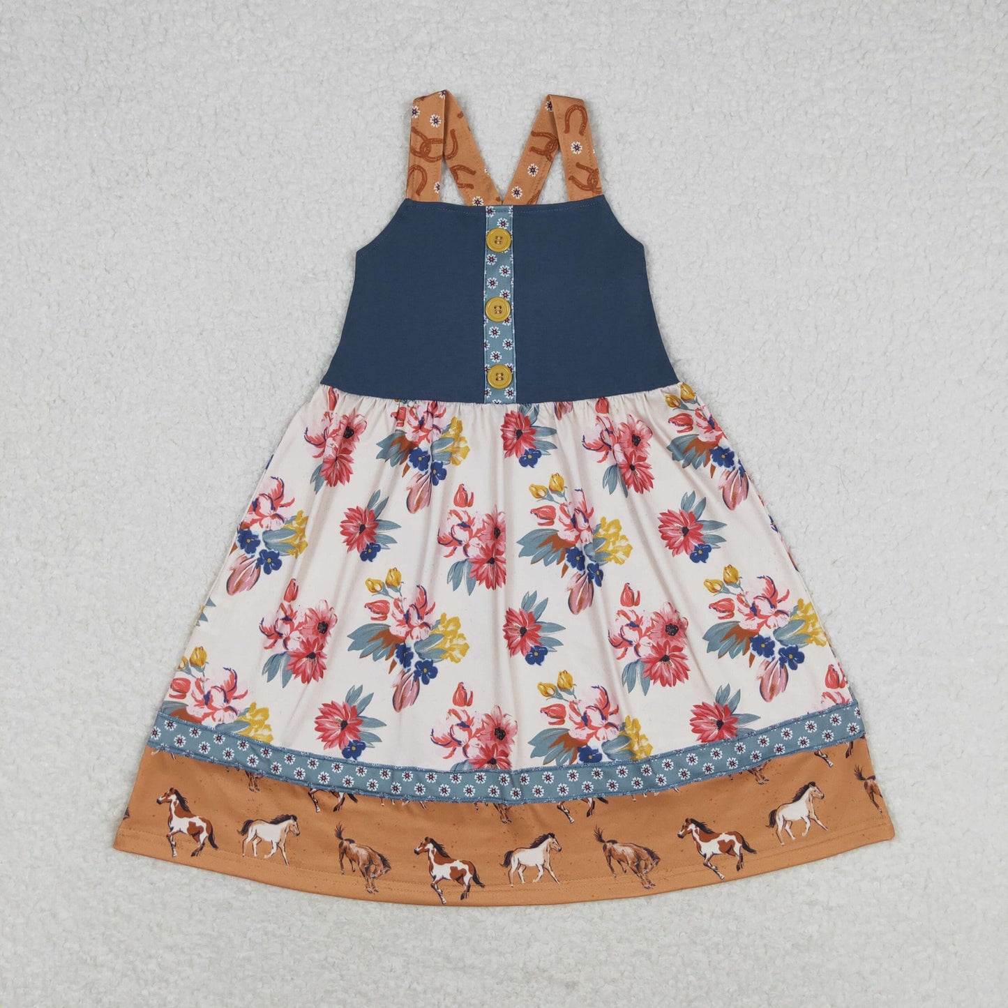 flower horse girls cross twirl dress