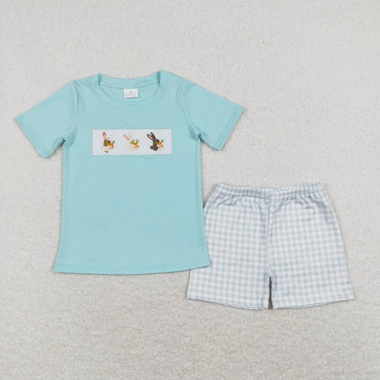 boy easter embroidery shorts set