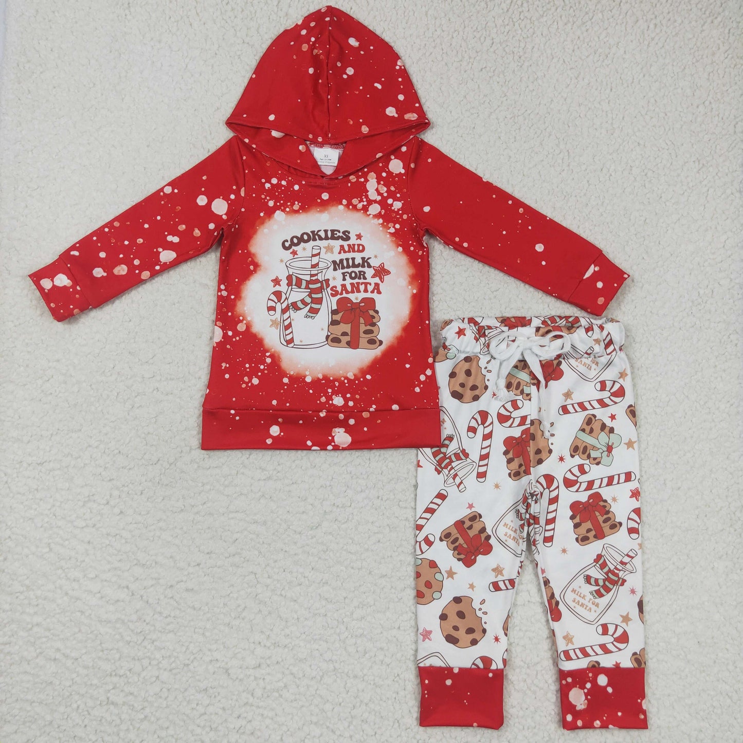 child cookies and milk for santa red hoodie outfit for christmas