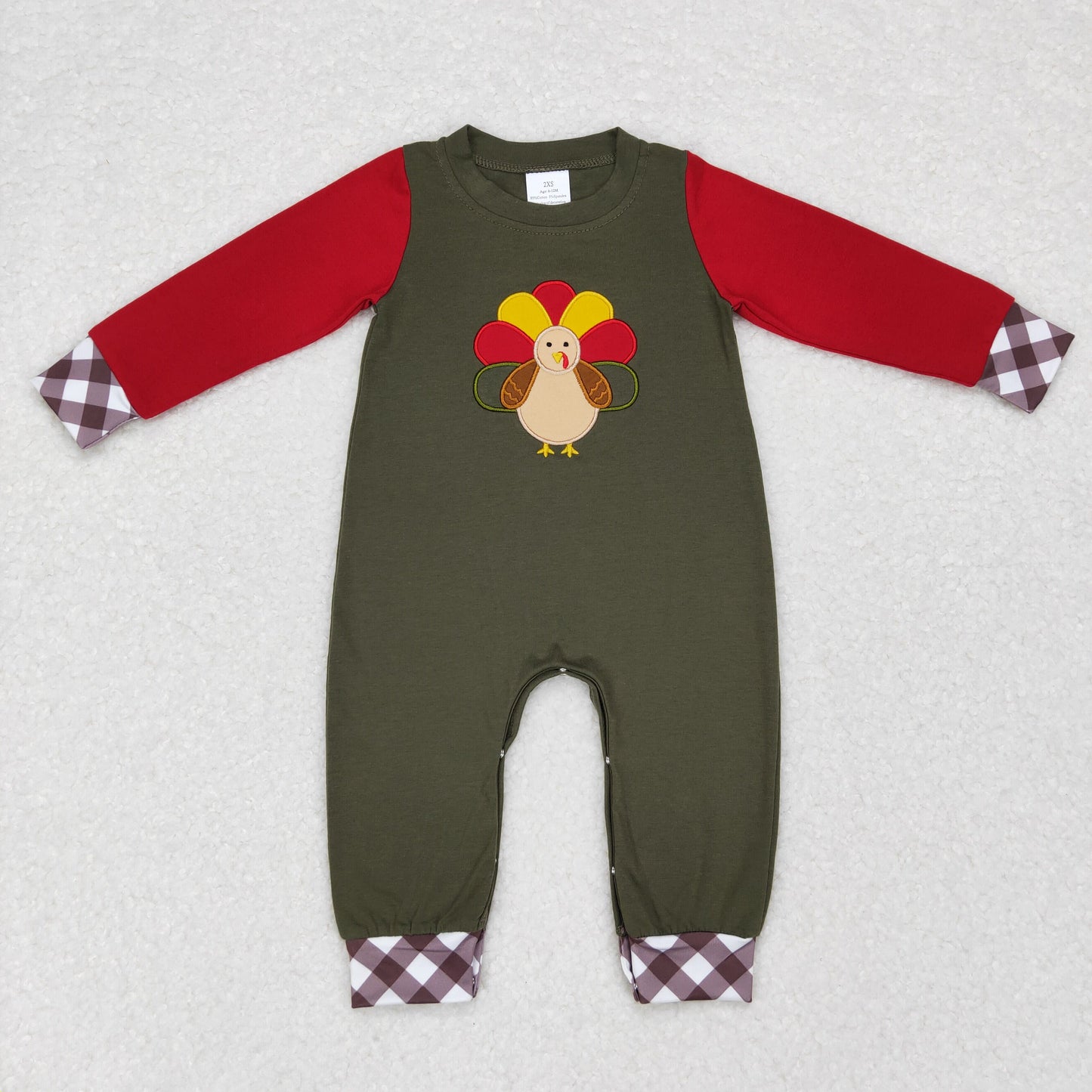 baby boy thanksgiving day turkey embroidery romper