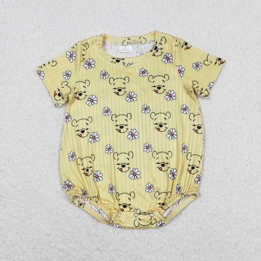 yellow bear ribbed romper
