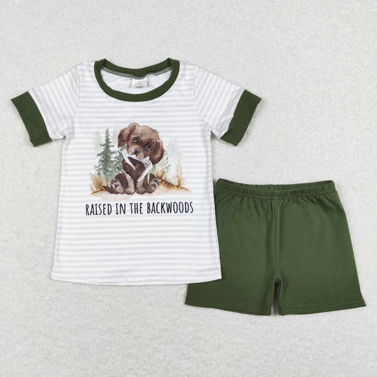 dog print shorts set boys outfit