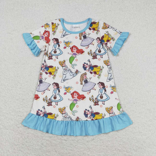 kids princess print ruffle night dress