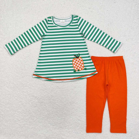 pumpkin embroidered orange legging outfit