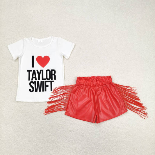 i love taylor swift fringe leather shorts set girl outfits