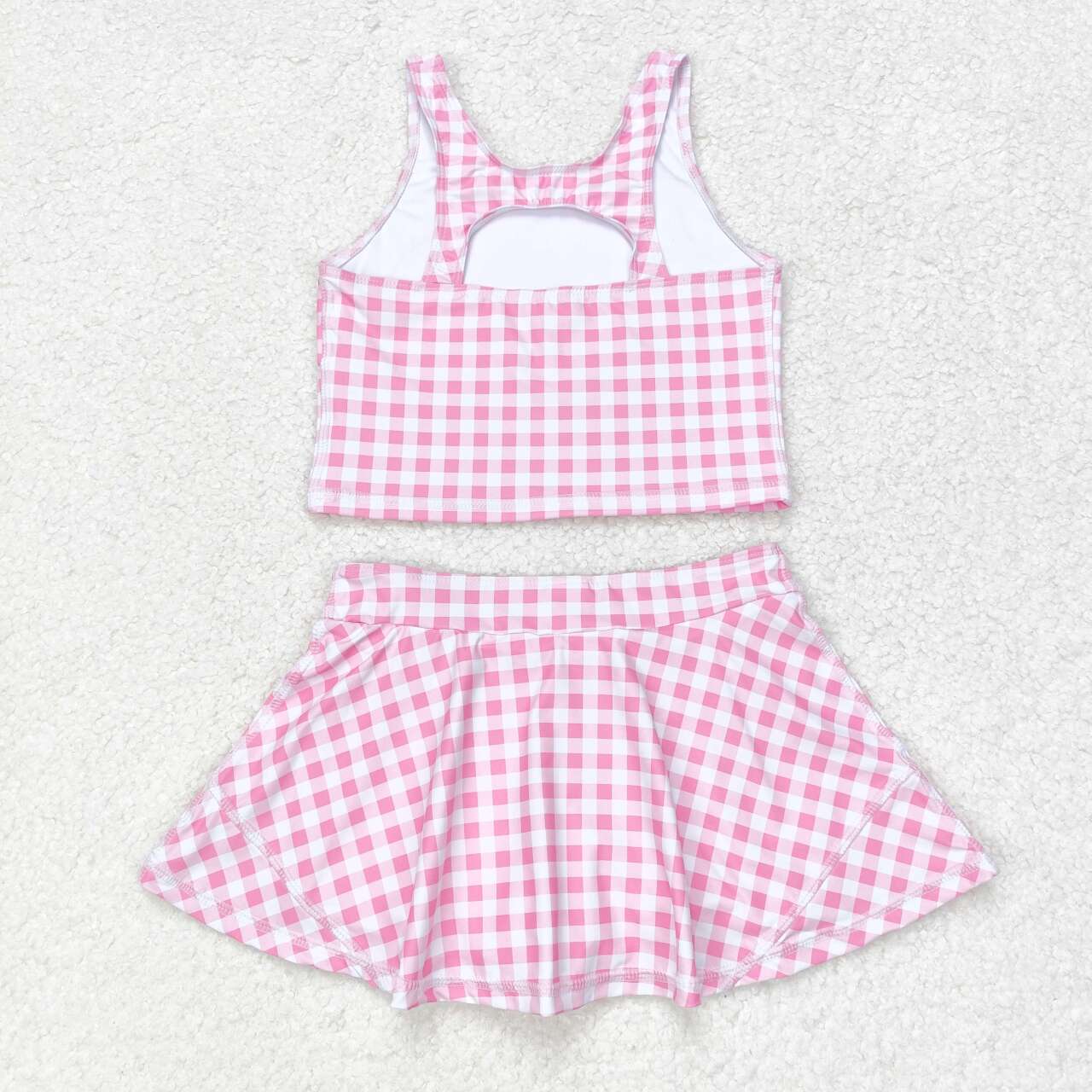 pink plaid skort girls swimsuit