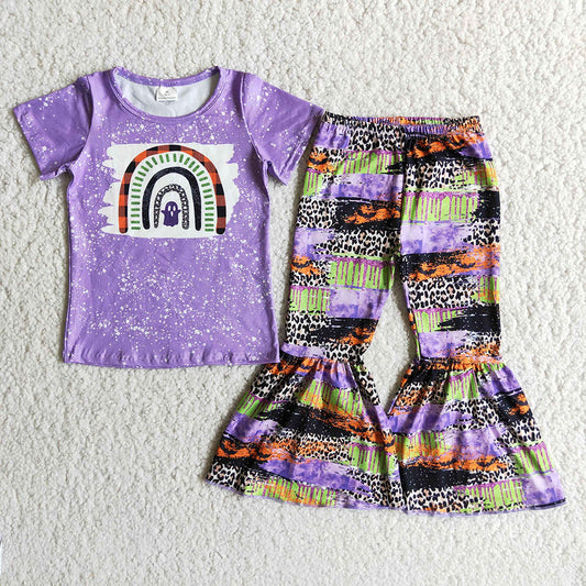 purple boo rainbow halloween girl outfit
