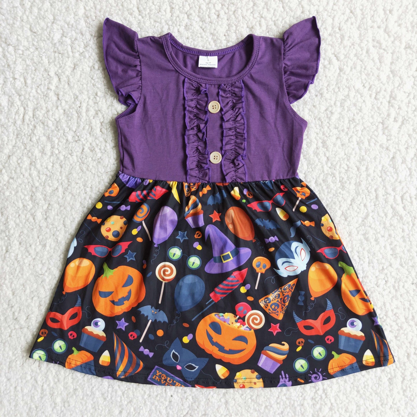 happy halloween purple flutter sleeve sleeve