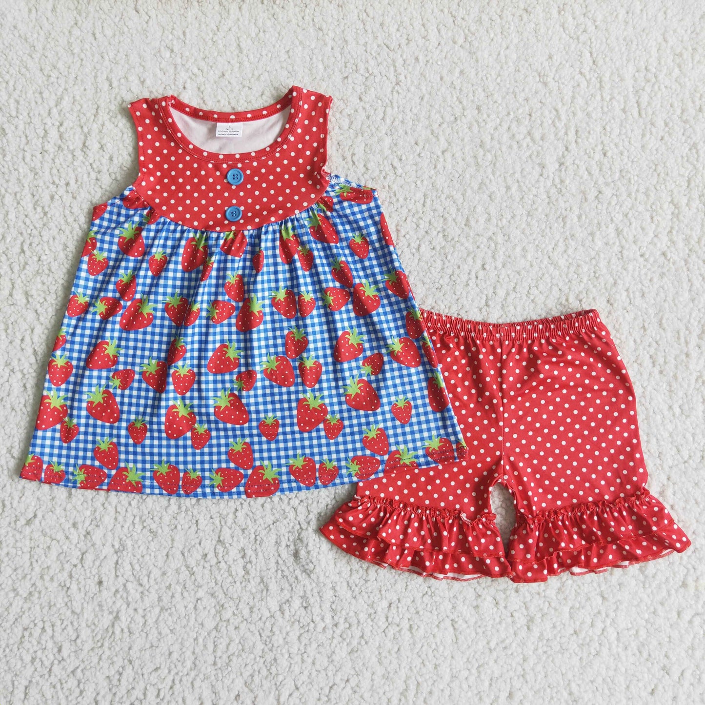 sleeveless strawberry shorts set toddler girl summer clothing