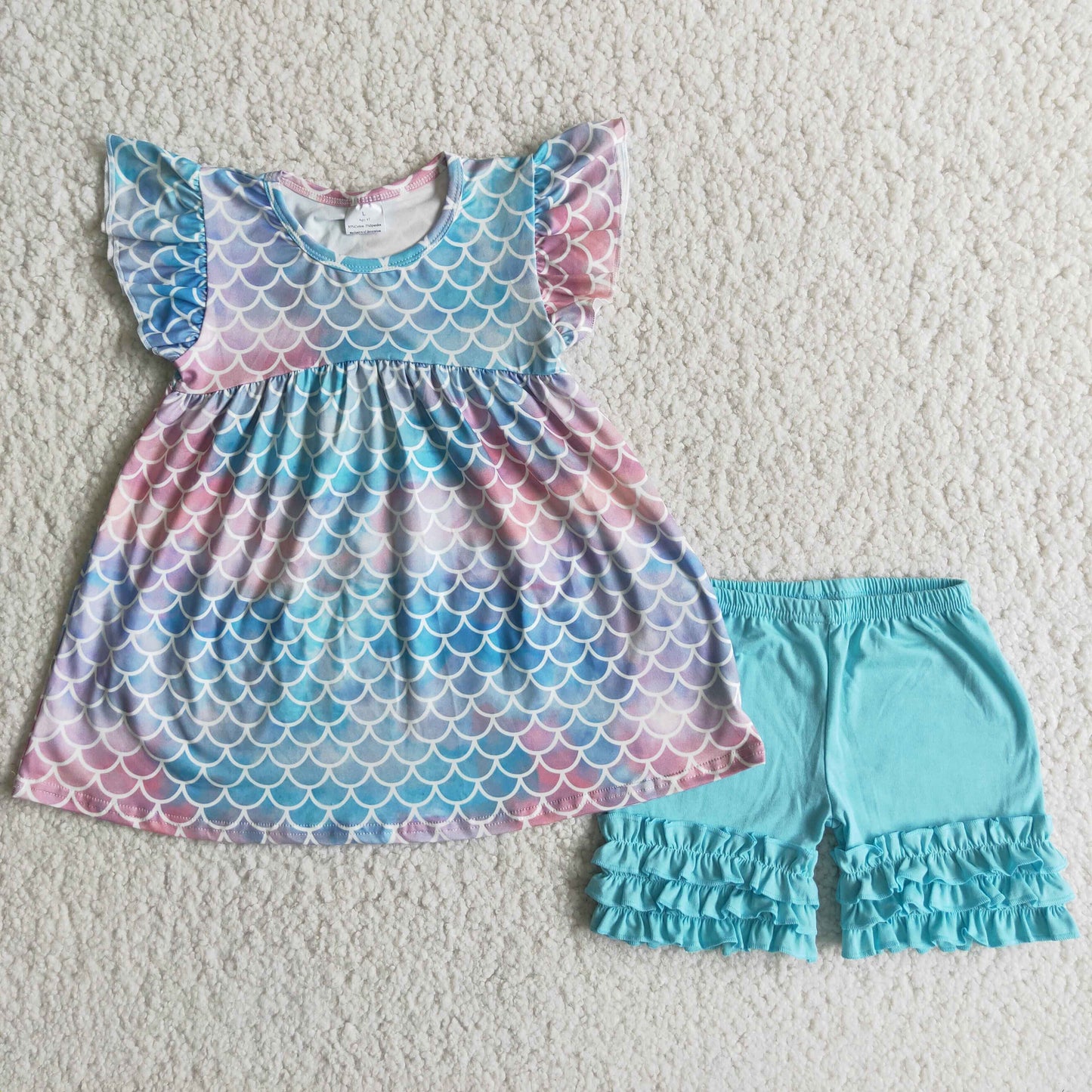 mermaid scales shorts set girl summer outfit