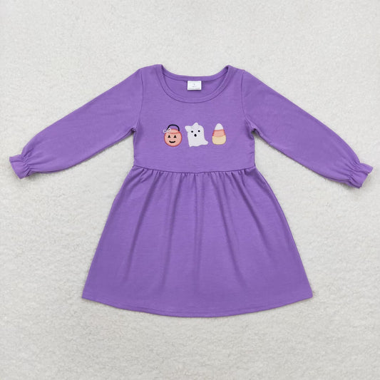 halloween purple cotton embroidery dress