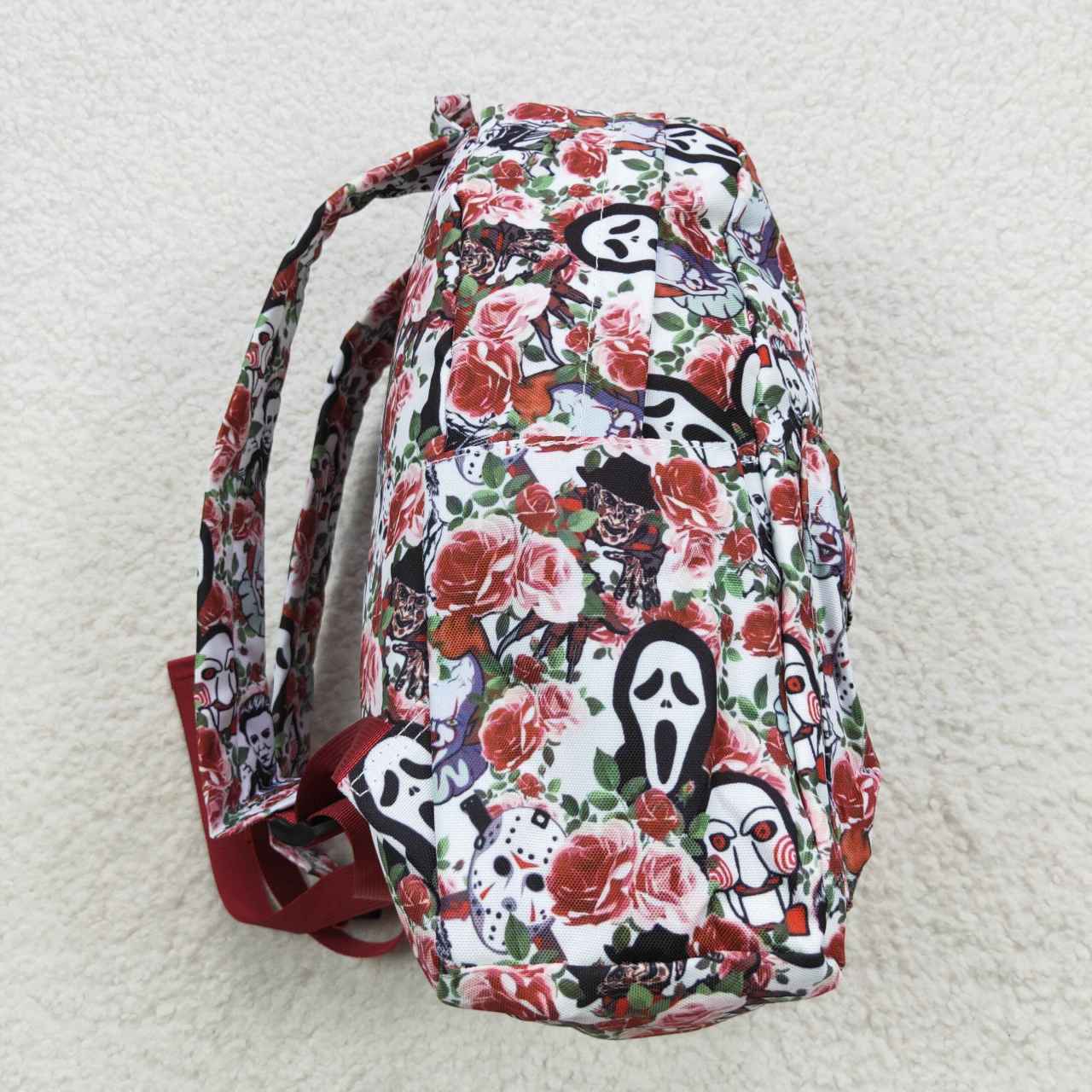 Horror flower print kids backpack school bag