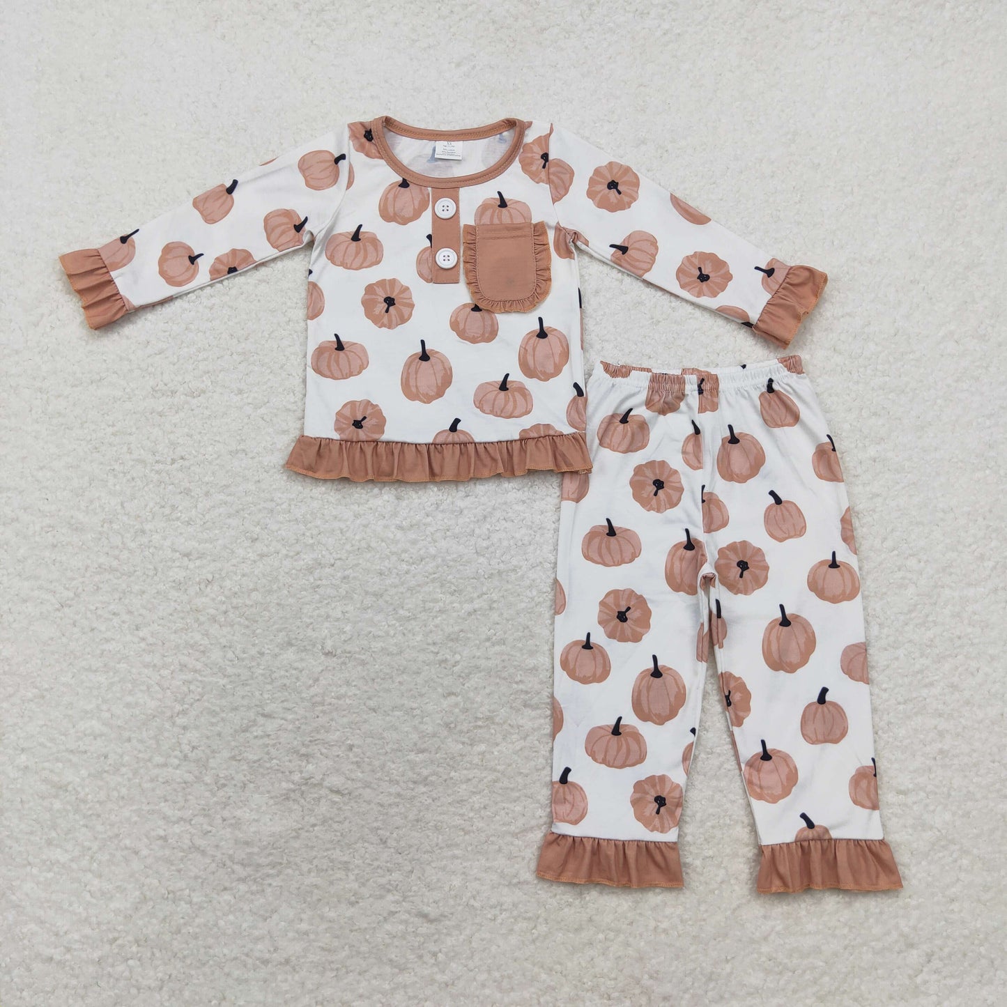 brown pumpkin ruffle bamboo pajama