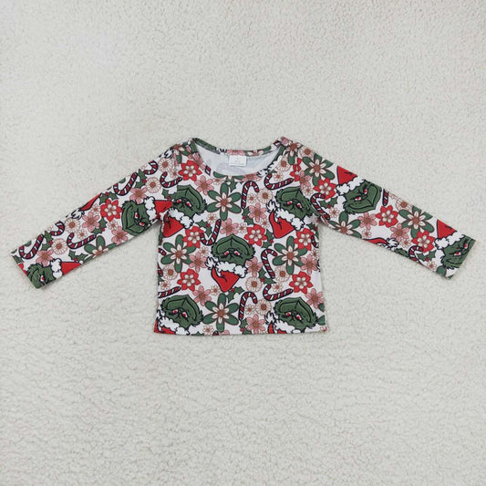 merry Christams toddler girl long sleeve grinchey pullover