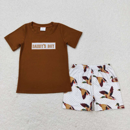 duck daddy's boy embroidery boys shorts set