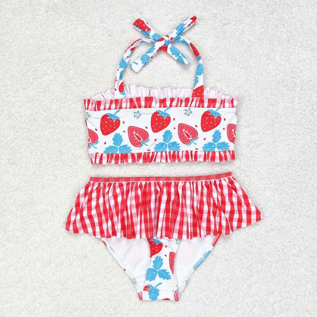 strawberry two piece swimsuit girl swimwear