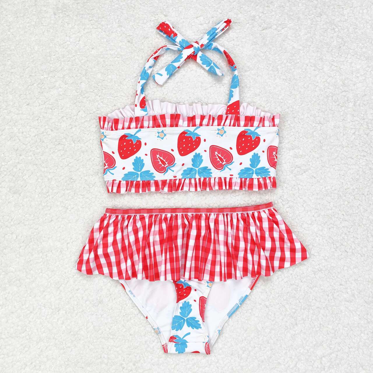 strawberry two piece swimsuit girl swimwear