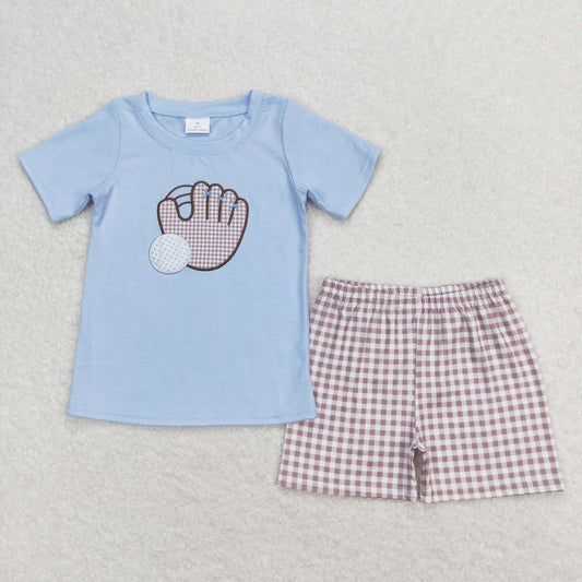 baby boy clothes baseball embroidery shorts set