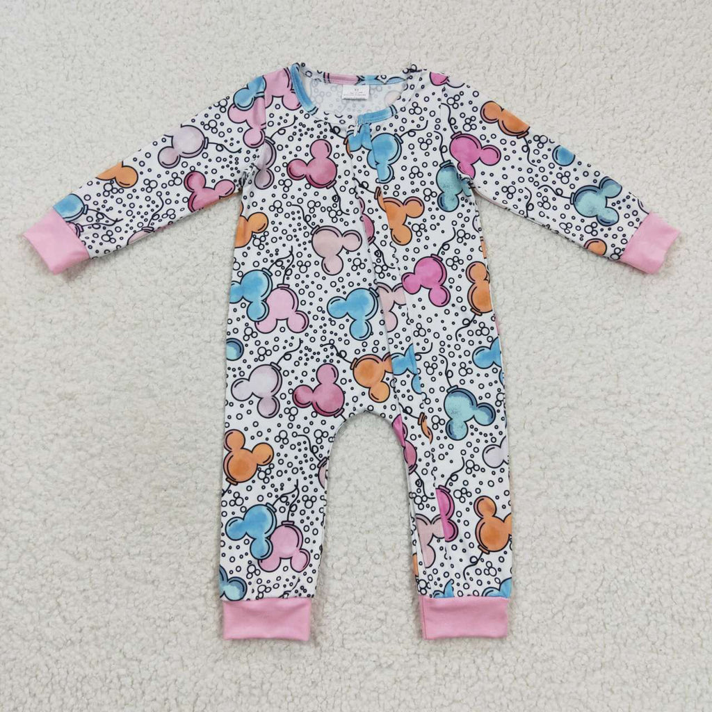 cartoon balloon toddler girl zipper romper
