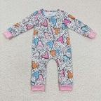 cartoon balloon toddler girl zipper romper