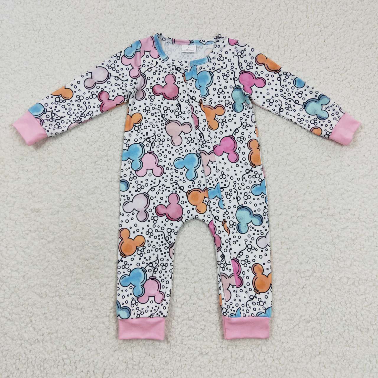 cartoon balloon toddler girl zipper romper