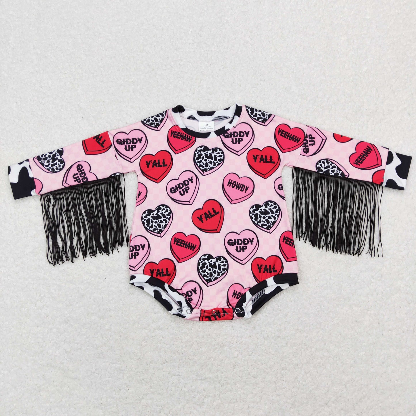 infant long sleeve valentine candy fringe playwear