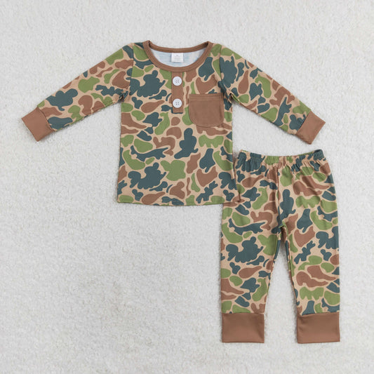 boy long sleeve camo bamboo pajama