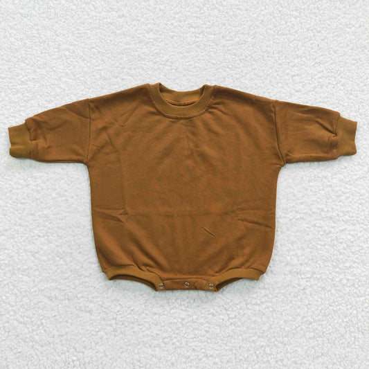 solid color brown cotton toddler romper bodysuit