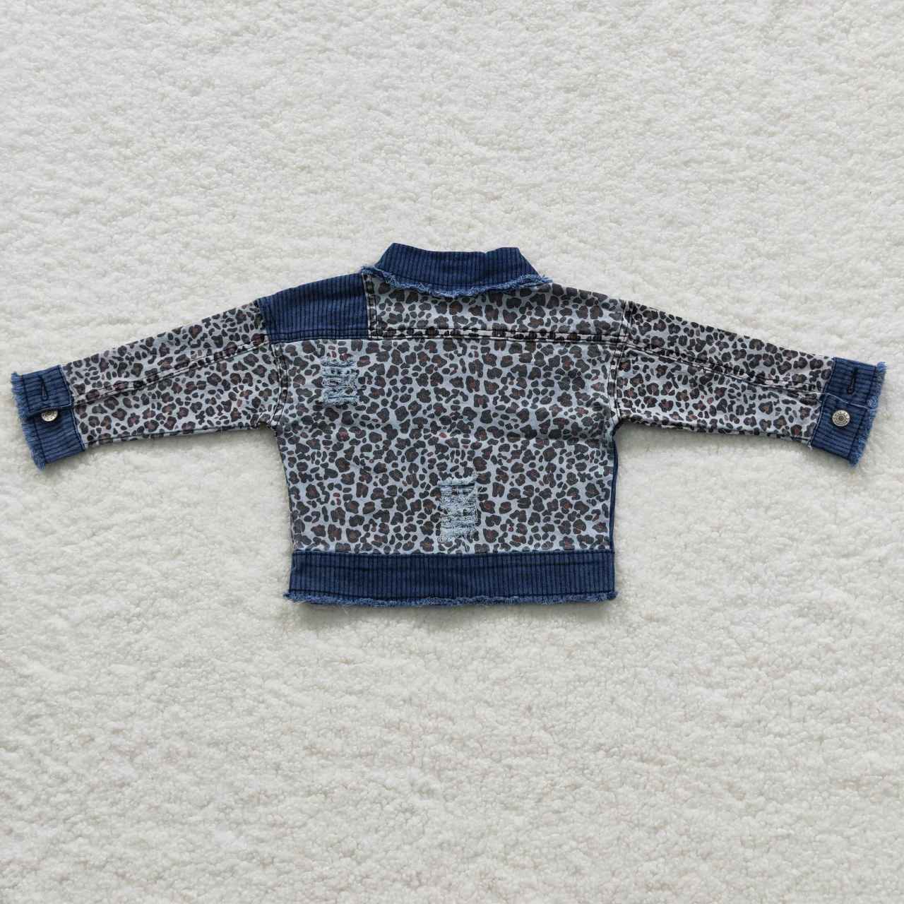 Dark Blue Leopard Denim Jacket
