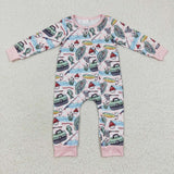 pink dad's fishing buddy baby girl zipper romper
