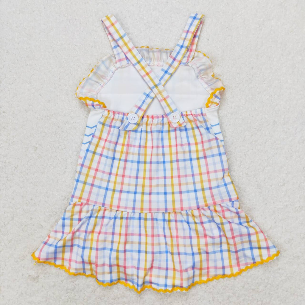 colorful plaid whale print baby girl one piece swismuit